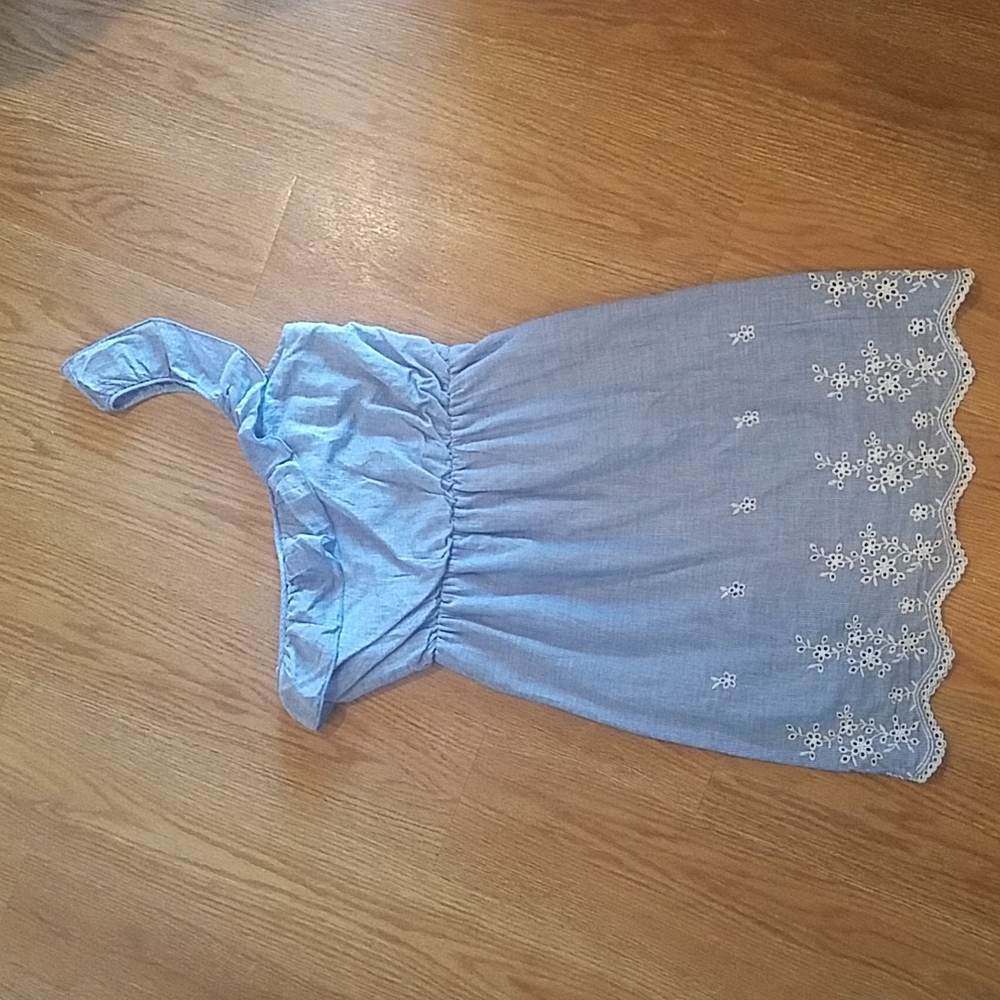 Blue embroidered one shoulder dress